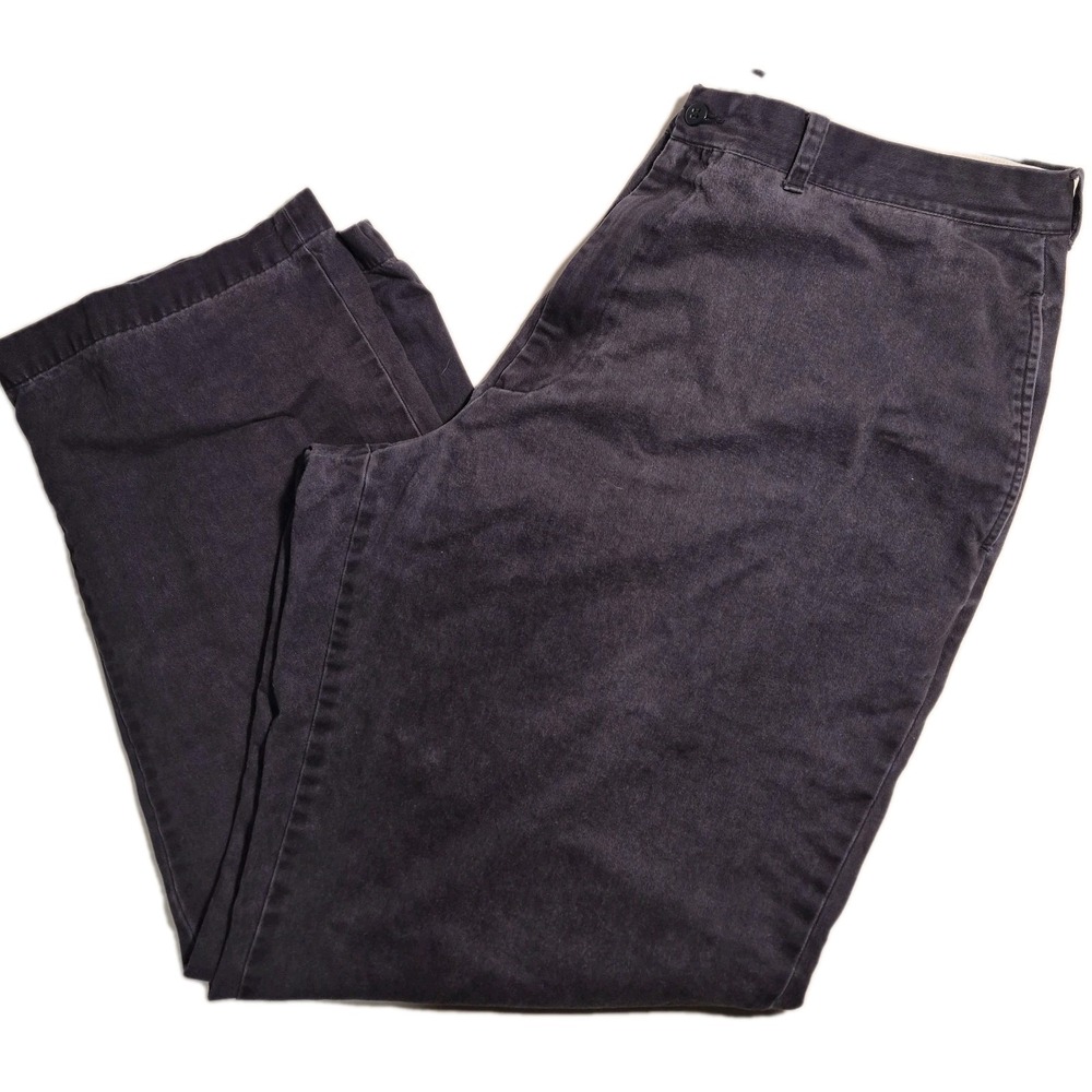 VTG 90s Brooks Sport Chinos 42x32 Navy Blue 100% Cotton Made in Hong Kong